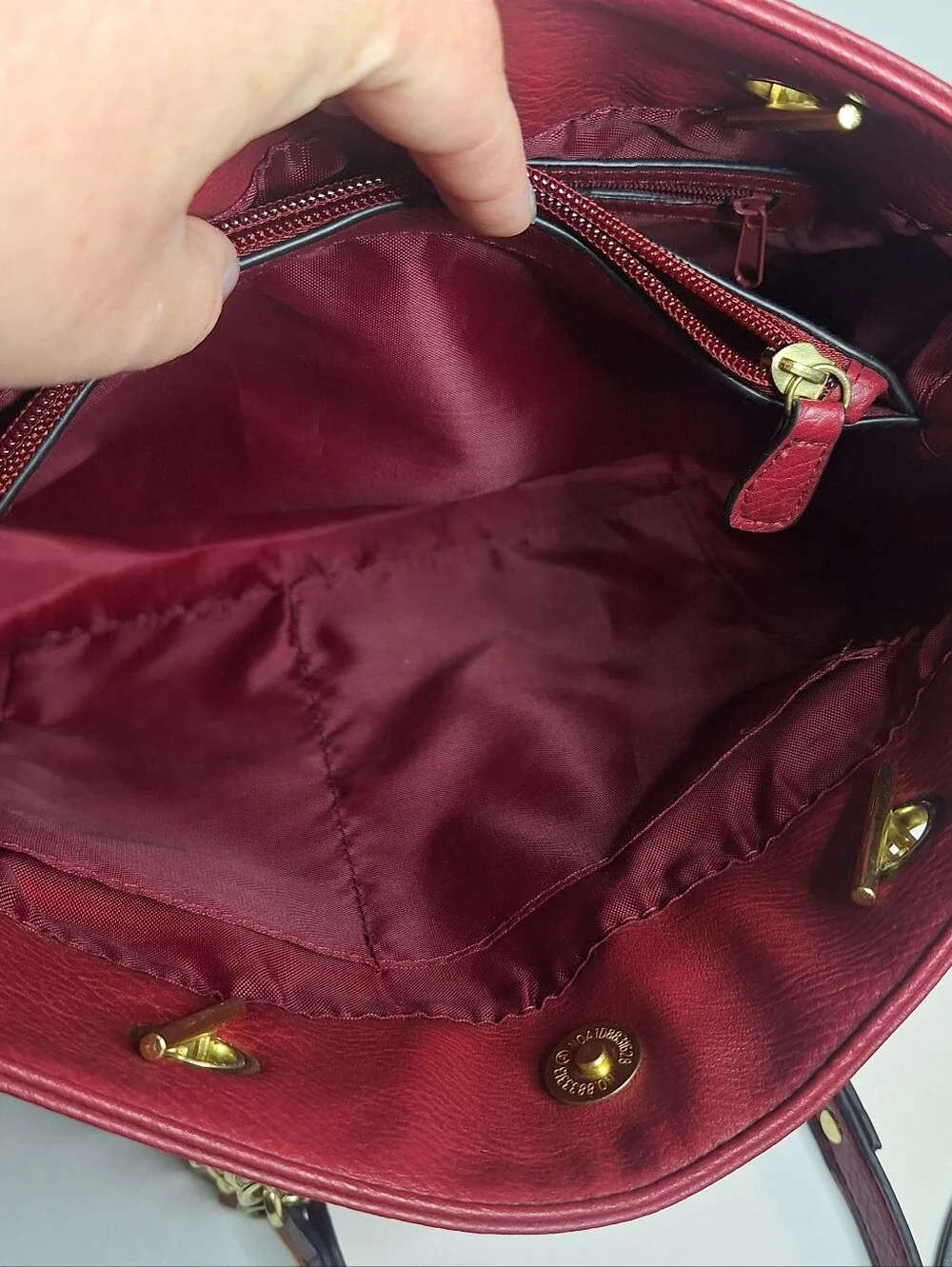 Bueno Red Faux Vegan Leather Shoulder Bag Gold Chain Strap Charm Medium Purse